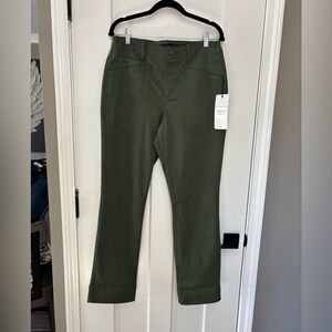 Cabi 4894 Utility Trousers Olive Green High Rise Straight Leg Pants Womens 10